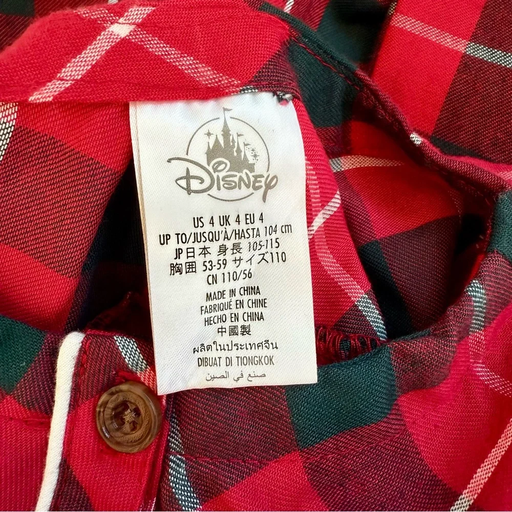 EUC GIRLS SIZE 4 DISNEY OFFICIAL MINNIE MOUSE HOLIDAY PLAID FLANNEL NIGHTSHIRT